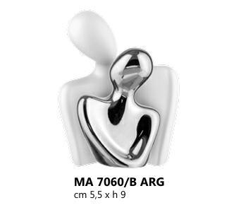 COPPIA STILIZZATA cm5.5X9 LUI BIANCO LEI ARGENTATA