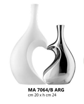 VASO CUORE cm 20X24 BIANCO E ARGENTO