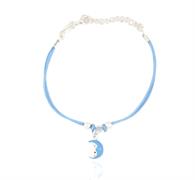 BRACCIALE BIMBO ARG COTONE CELESTE CON LUNA SMALTATO