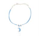 BRACCIALE BIMBO ARG COTONE CELESTE CON LUNA SMALTATO