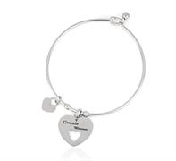 BRACCIALE ACCIAIO MAMMA RIGIDO CON CUORE PENDENTE INCISO