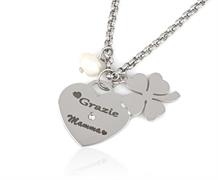 COLLANA ACCIAIO MAMMA CON PENDENTI E CUORE INCISO