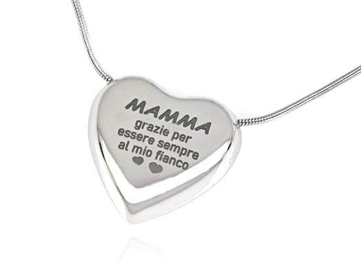 COLLANA ACCIAIO MAMMA CON CUORE INCISO