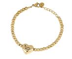 BRACCIALE ACCIAIO MAMMA DORATO PALLINATO CON CUORE INCISO