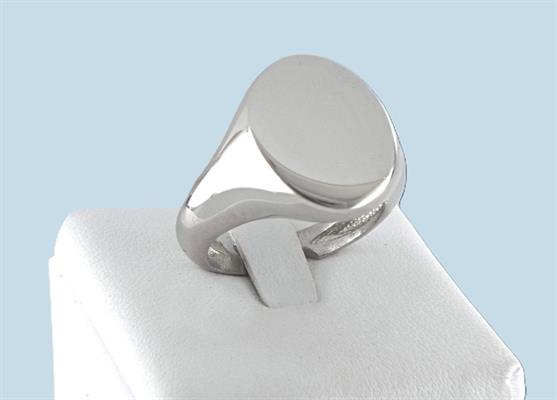 ANELLO UOMO OVALE LISCIO RODIATO APERTO IN ARGENTO 925