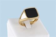 ANELLO UOMO QUADRATO ONICE NERO APERTO DORATO ARGENTO 925
