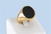 ANELLO UOMO OVALE ONICE NERO APERTO DORATO ARGENTO 925