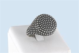 ANELLO UOMO PALLINATO TONDO BRUNITO APERTO IN ARGENTO 925