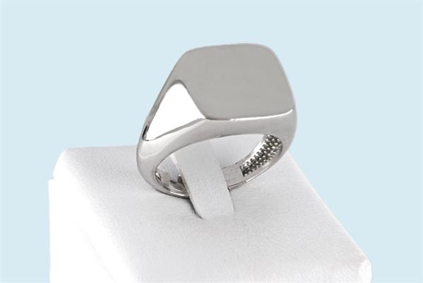 ANELLO UOMO QUADRATO LISCIO RODIATO APERTO IN ARGENTO 925