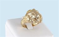 ANELLO UOMO TESTA DI LEONE DORATO APERTO ARGENTO 925