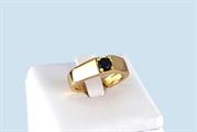 ANELLO UOMO FASCIA CON PIETRA NERA DORATO APERTO ARGENTO 925