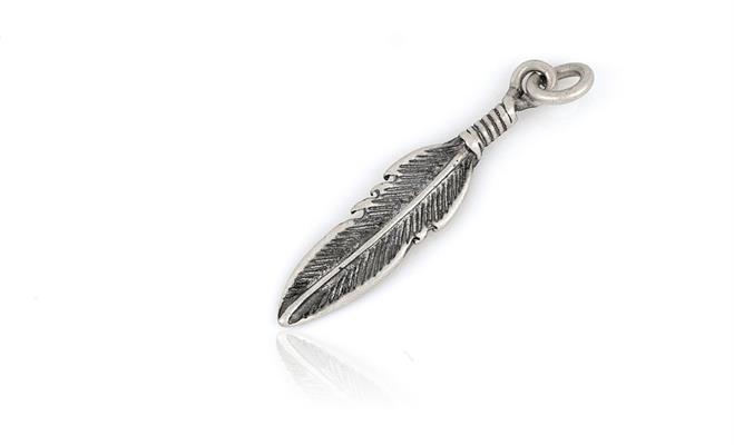 CIONDOLO PIUMA 2.5cm IN ARGENTO BRUNITO 925