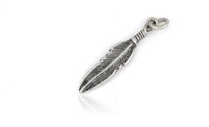 CIONDOLO PIUMA 2.5cm IN ARGENTO BRUNITO 925