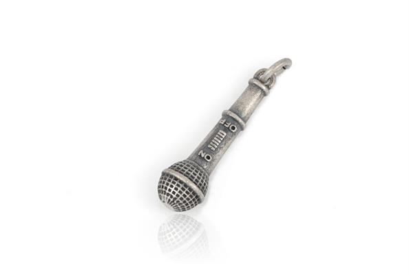 CIONDOLO MICROFONO 2.5cm IN ARGENTO BRUNITO 925