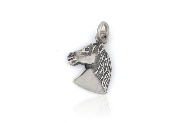 CIONDOLO TESTA DI CAVALLO 2cm IN ARGENTO BRUNITO 925