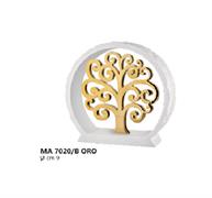 ANELLO BIANCO cm 9 CON ALBERO DELLA VITA DORATO