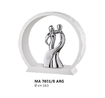 ANELLO BIANCO cm16.5 CON COPPIA ABBRACCIO ARGENTATA