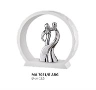 ANELLO BIANCO cm16.5 CON COPPIA ABBRACCIO ARGENTATA