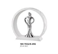 ANELLO BIANCO cm16.5 CON COPPIA ABBRACCIO CUORE ARGENTATA
