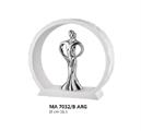 ANELLO BIANCO cm16.5 CON COPPIA ABBRACCIO CUORE ARGENTATA