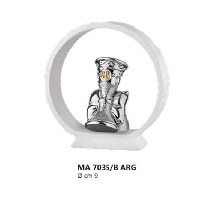 ANELLO BIANCO cm9 CON CALICE PRIMA COMUNIONE ARGENTATO