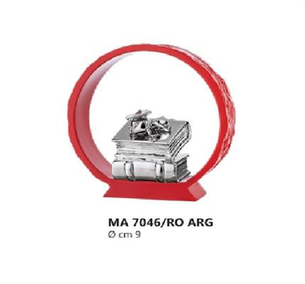 ANELLO ROSSO cm9 CON LIBRO LAUREA ARGENTATO