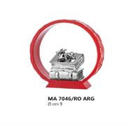 ANELLO ROSSO cm9 CON LIBRO LAUREA ARGENTATO