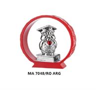 ANELLO ROSSO cm9 CON GUFO LAUREA ARGENTATO