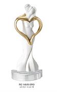 COPPIA ABBRACCIO cm 5X14 STILIZZATA CUORE BIANCO E ORO