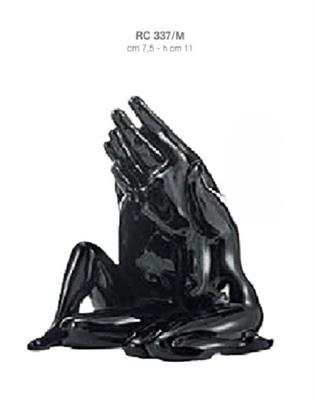 STATUA MANI cm 7.5X11 ANIMA GEMELLA SMALTO NERO