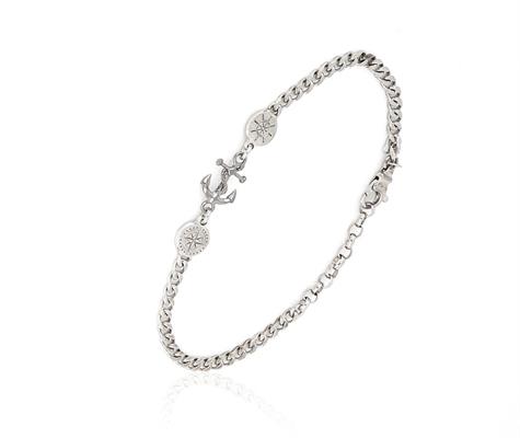 BRACCIALE UOMO CM21 CON ANCORA ROSA E TIMONE ARGENTO 925 NEW