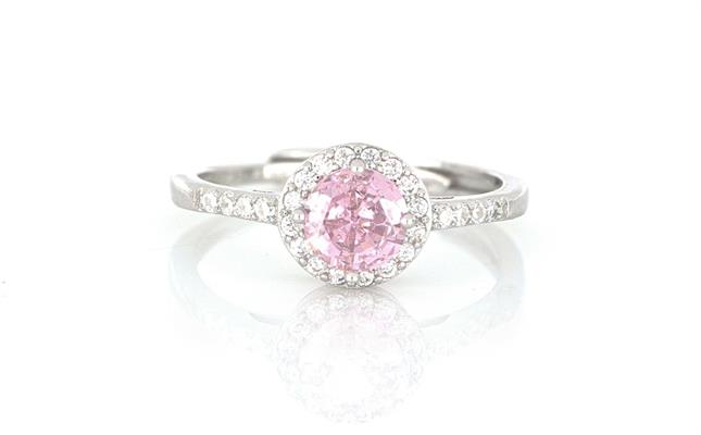 ANELLO KATE TONDO D6 ROSA OPEN IN ARGENTO 925