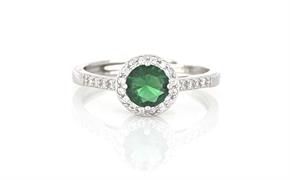 ANELLO KATE TONDO D6 VERDE OPEN IN ARGENTO 925