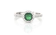 ANELLO KATE TONDO D6 VERDE OPEN IN ARGENTO 925