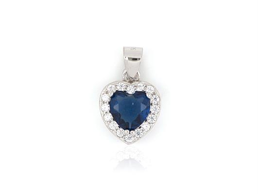 CIONDOLO KATE CUORE cm6X6 BLU IN ARGENTO 925