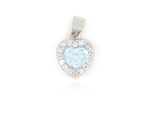 CIONDOLO KATE CUORE cm6X6 ACQUA MARINA IN ARGENTO 925