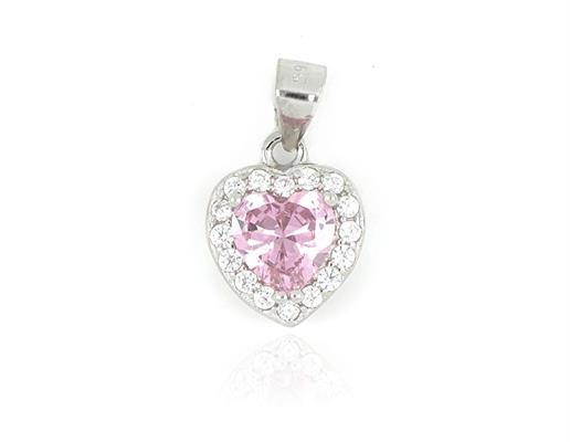 CIONDOLO KATE CUORE cm6X6 ROSA IN ARGENTO 925