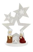 PRESEPE 3 PEZZI SMALTATI SU ALBERO 3 STELLE STILIZZATO H. 22