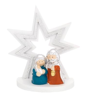 ALBERO STELLA H. 12.5 ARGENTO CON PRESEPE