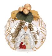SFERA D. 8 DECO ARGENTO CON ALBERELLI E FIOCCO - PRESEPE