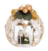 SFERA D. 8 DECO ARGENTO CON ALBERELLI E FIOCCO - PRESEPE