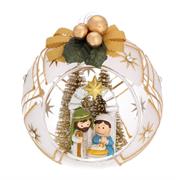 SFERA D.10 DECO ARGENTO CON ALBERELLI E FIOCCO - PRESEPE