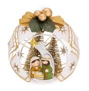 SFERA D.10 DECO ARGENTO CON ALBERELLI E FIOCCO - PRESEPE