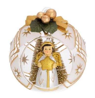 SFERA D. 10 DECO ARGENTO CON ALBERELLI E FIOCCO ANGELO CUO