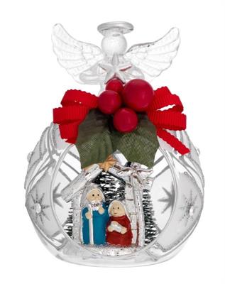 SFERA CON ANGELO D. 8 DECO ARGENTO CON FIOCCO ALBERELLI E