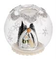 SFERA TEALIGHT D. 10 DECO ARGENTO CON ALBERELLI - PRESEPE