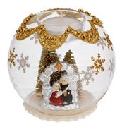 SFERA TEALIGHT D. 10 DECO ARGENTO CON ALBERELLI - PRESEPE