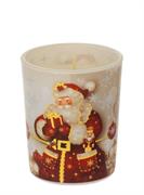 BICCHIERE CON CANDELA PROFUMATA 70gr - BABBO NATALE ROSSO