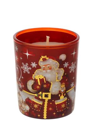 BICCHIERE CON CANDELA PROFUMATA 70gr - BABBO NATALE ROSSO