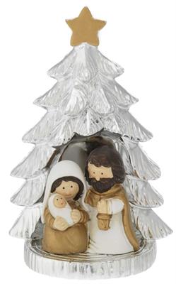 ALBERO ARGENTATO H. 12,5 CON MINIPRESEPE H. 5